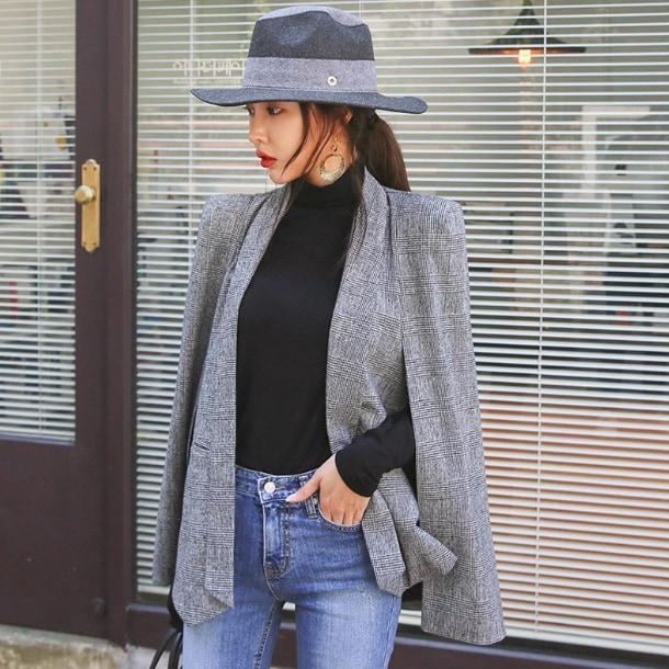 アウター ジャケット スーツ ミディアム丈 袖あり 長袖 襟付き 前開き ポリエステル 大人可愛い シンプル 大人 上品 おしゃれ お洒落 かっこいい レトロ 大人女子 こなれ感 個性的 クール 6,777円