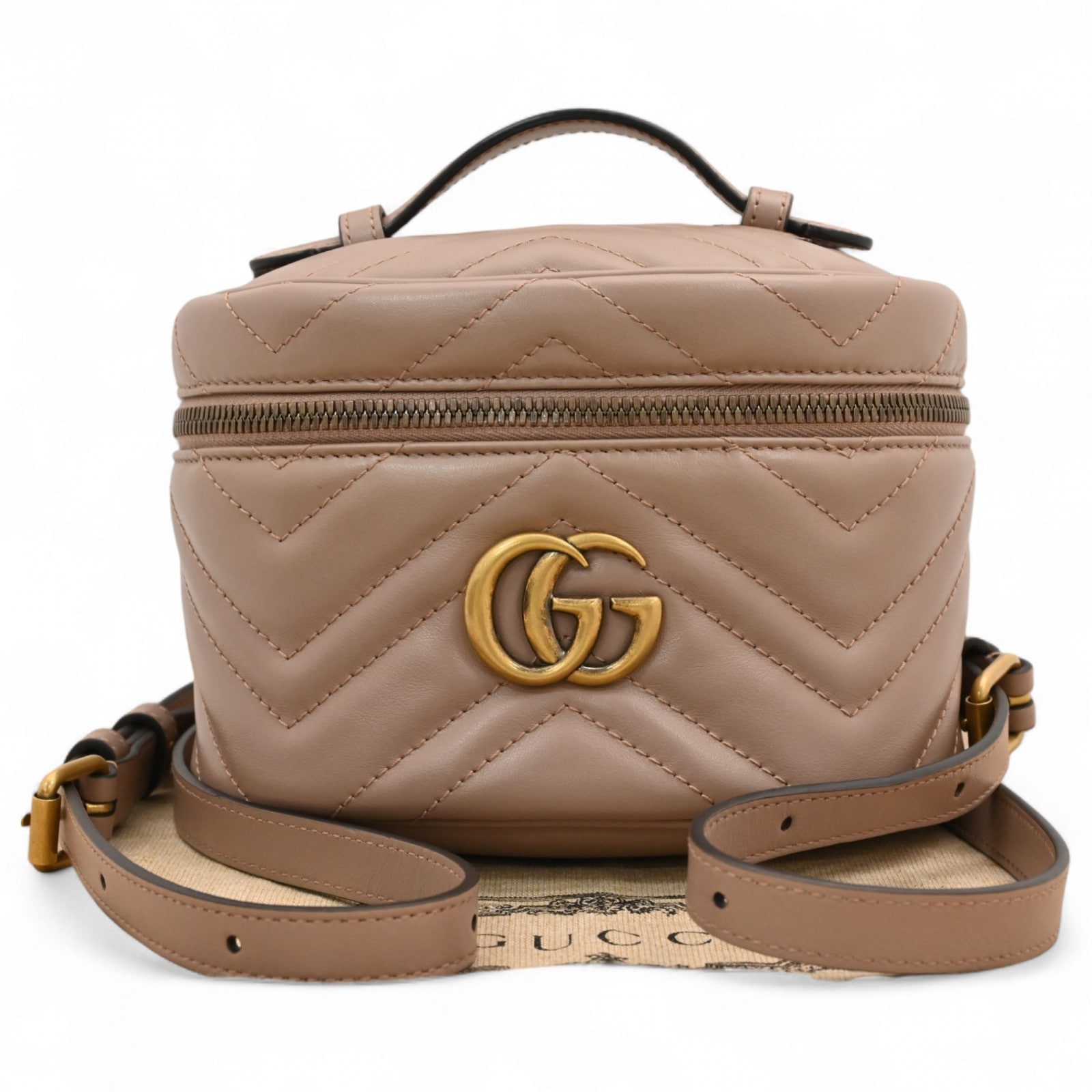 グッチ GGマーモント リュックサック キルティングレザー ベージュ Aランク gu8867bf