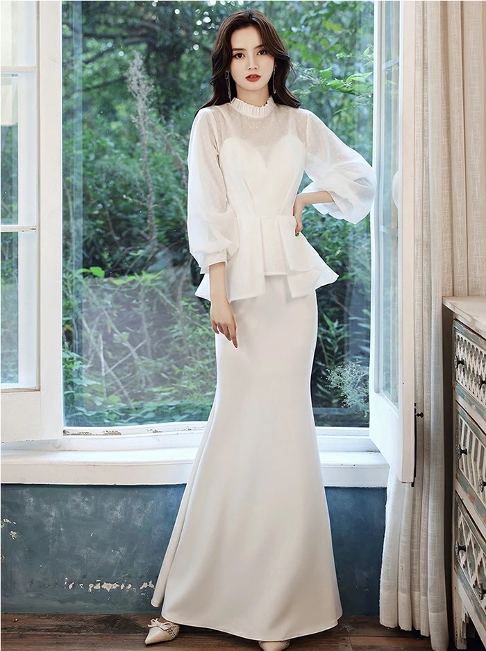 .新作先着限定売れ筋限ウェディングドレス 長袖 ロングドレス 演奏会 マーメイドドレス ウエディングドレス 二次会 花嫁 マーメイドライン 結婚式 パーティードレス ブライダル エンパイア 大きいサイ