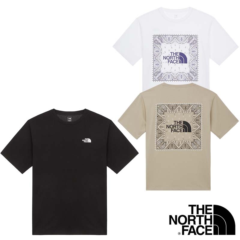 NT7UR13 MS BANDANA S/S R/TEE バンダナ ペイズリー ボックスロゴ ショートスリーブ ラウンド Tシャツ ロゴ カジュアル ブラック ホワイト ブルー メンズ レディース