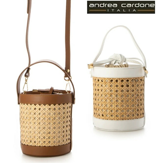 Andrea Cardone アンドレアカルドネ カゴバッグ ショルダー 2WAY レザー 小さめ ショルダーバッグ レディースプレゼント ギフト 贈り物 誕生日 イタリア製 【正規販売店】
