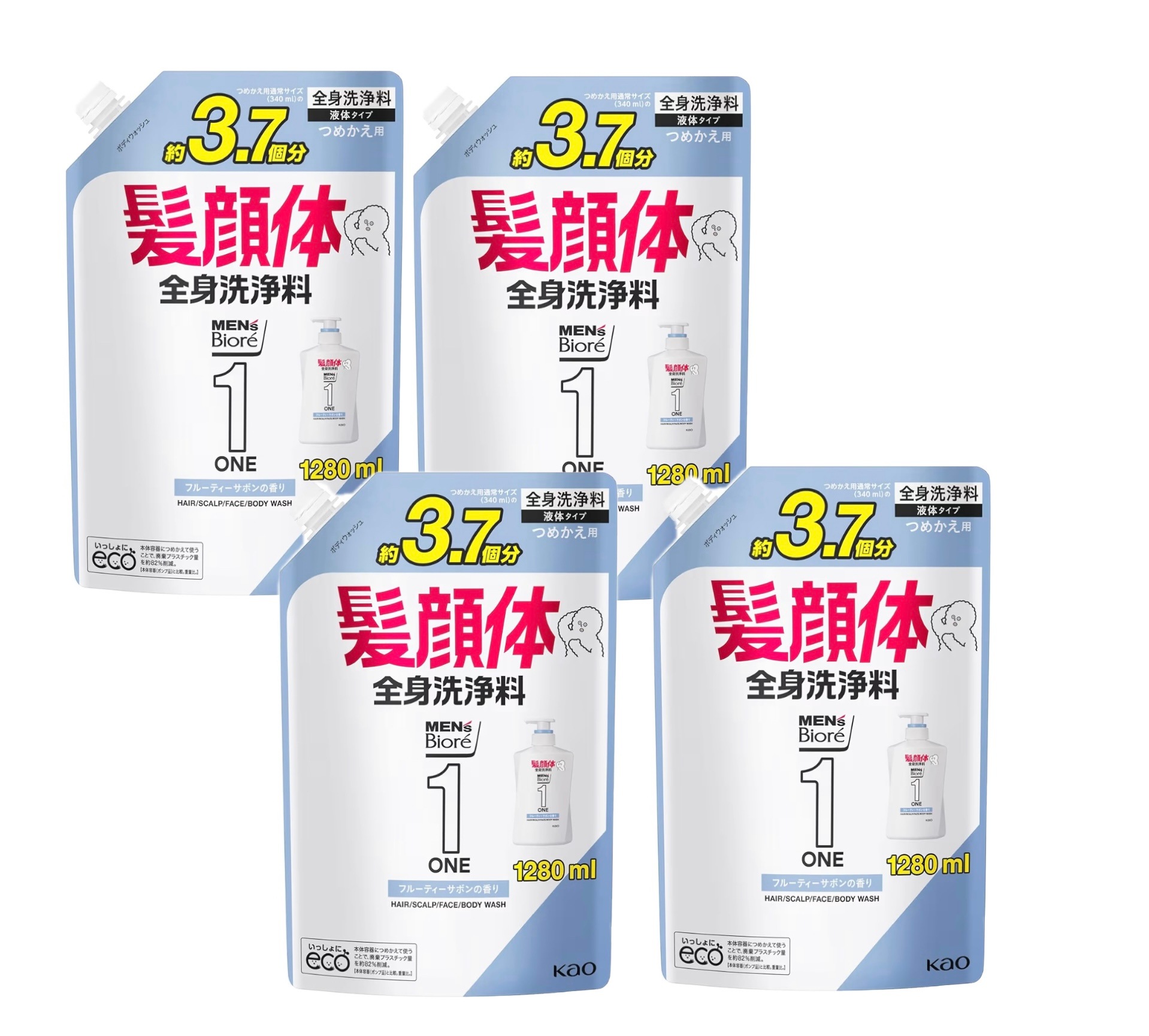 ONE オールインワン 全身洗浄料 　【フルーティーサボンの香り】 詰め替え用 1280ml ×4袋