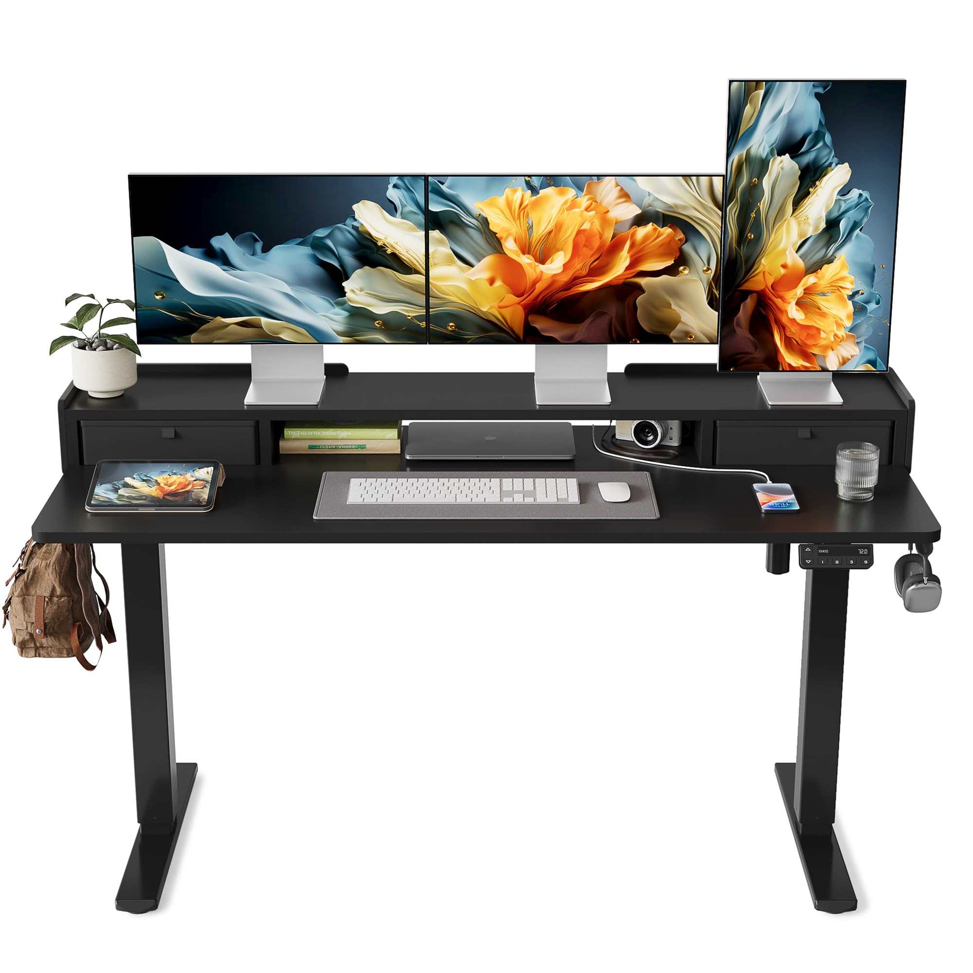 昇降デスク 高さ70-115cm 幅150cm 奥行き60cm 電動 ゲーミングデスク 昇降式デスク 引き出し付き 高さメモリー機能 上下昇降デスク 静音 収納フック付き 組み立て 81418 15,762円