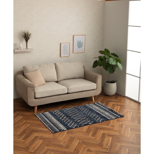 1320400190101 エディア NV 80×140 ネイビー ウィルトン織りカーペット メーカー直送