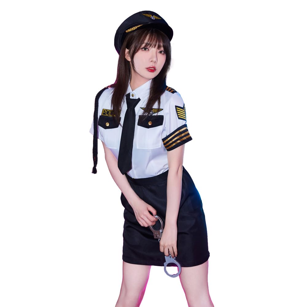 [ブライトララ] ハロウィン コスプレ 仮装 ポリス 制服 警察 警察官 ミニスカポリス 衣装 レディース