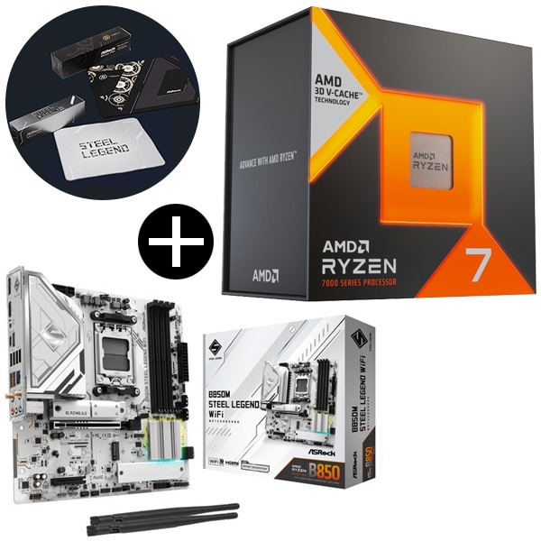 Ryzen7 7800X3D W/O Cooler ゲーミングプロセッサー + ASRock B850M SteelLegend WiFi マザーボード + ASRockオリジナルマウスパッド セット