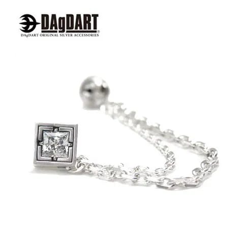 ダグダート DAgDART [Glass] 大粒キュービックジルコニア ダブルシルバーチェーンラペルピン DK-027CZ 【アクセサリー/シルバー925/ジャケット/スーツ/男性用/メンズ/クリスマ