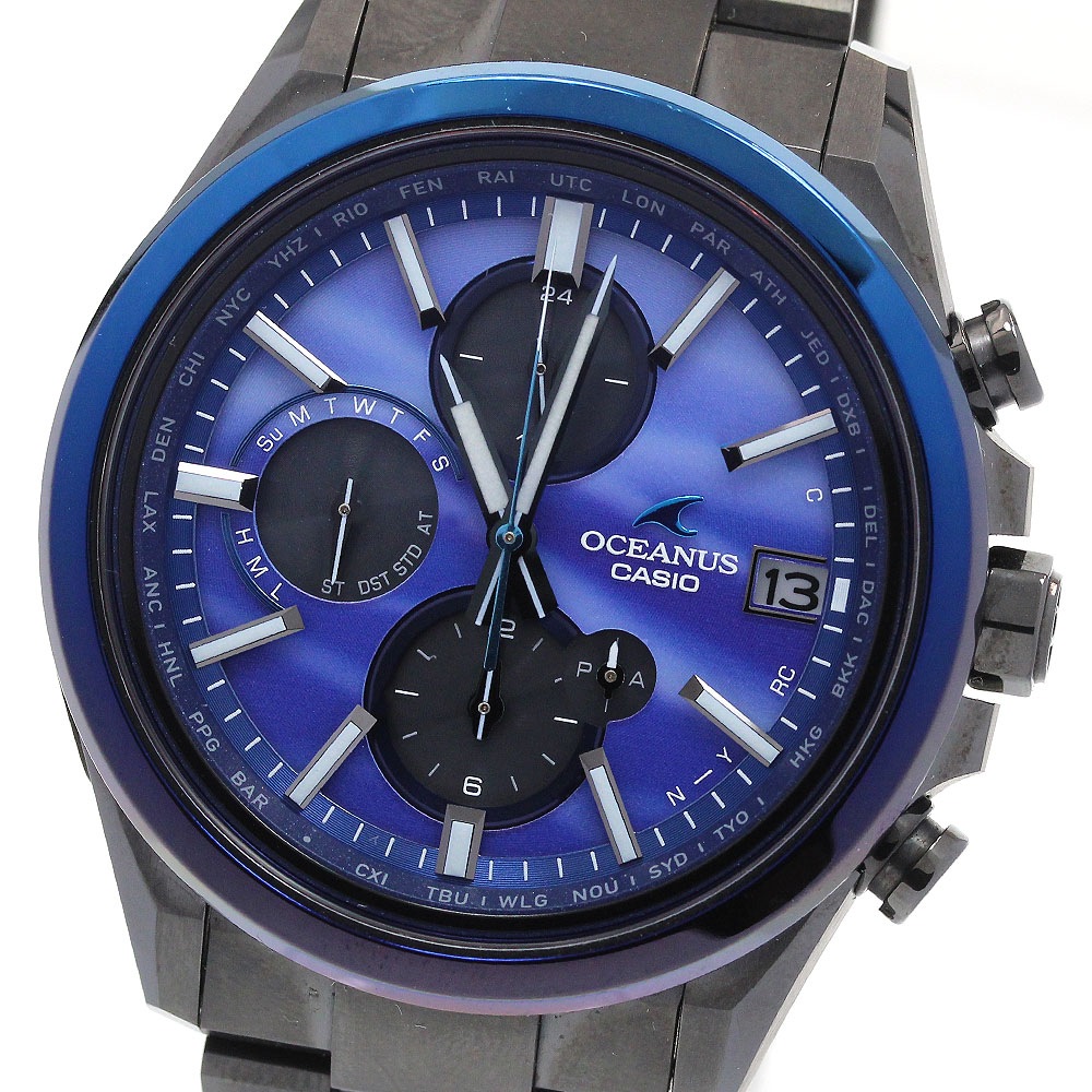 カシオ CASIO OCW-T4000AWB-2AJF オシアナス クラシックライン ジャパンブルー 阿波藍ダイヤル ソーラー電波 美品 箱・保証書付_861052【中古】