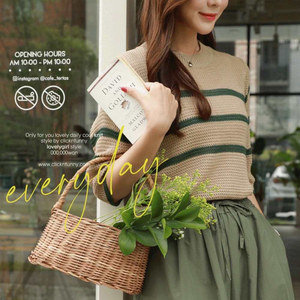 Click & Funny Wafjet ストライプニット