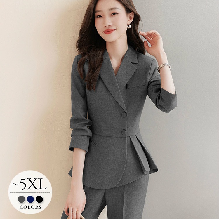 パンツスーツ ママスーツ スーツセット レディース 卒園式 卒業式 入園式 入学式 大きいサイズ お呼ばれ フォーマルスーツ パーティー 同窓会 30代 40代 50代 ネイビー グレー ブラック