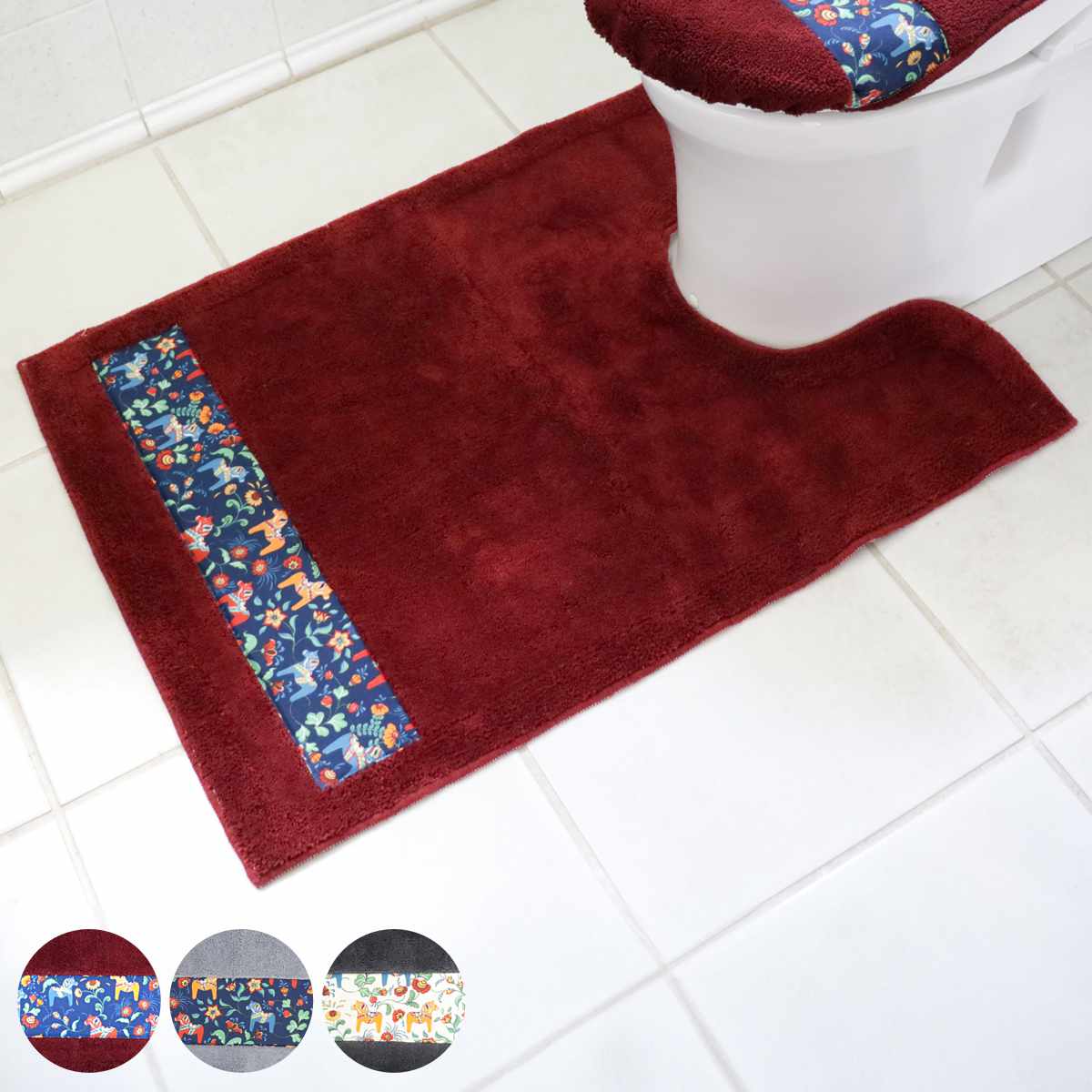 トイレマット ダーラヘスト 胴長 95x70cm トイレ マット 抗菌 防臭 吸水 速乾 洗濯可 滑り止め 足元マット ロング 日本製 トイレタリー ダーラヘスト柄 馬 北欧 洗える 5,203円