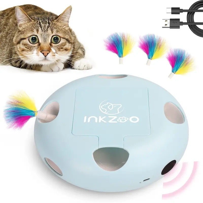 インドア猫子猫のおもちゃ自動7ホールマウスピック用のインテリジェントインタラクティブな猫のおもちゃ-肌