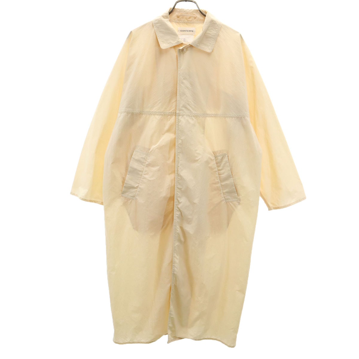 CONTEMPO コンテンポ 日本製 ナイロン ロングコート S クリーム系 メンズ 古着