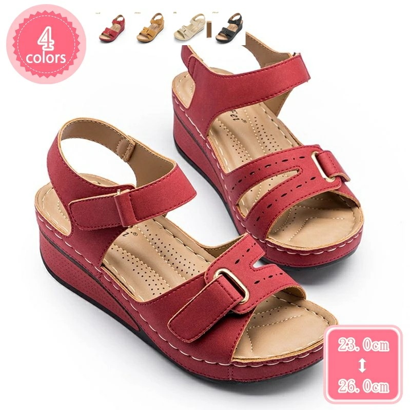 1000円OFFクーポン レディース シンプル サンダル オープントゥ 厚底 サンダル 疲れない ウェッジ サンダル ヒール レトロ クッション性 5.5cm カジュアル デイリー トレンド 春夏 ス