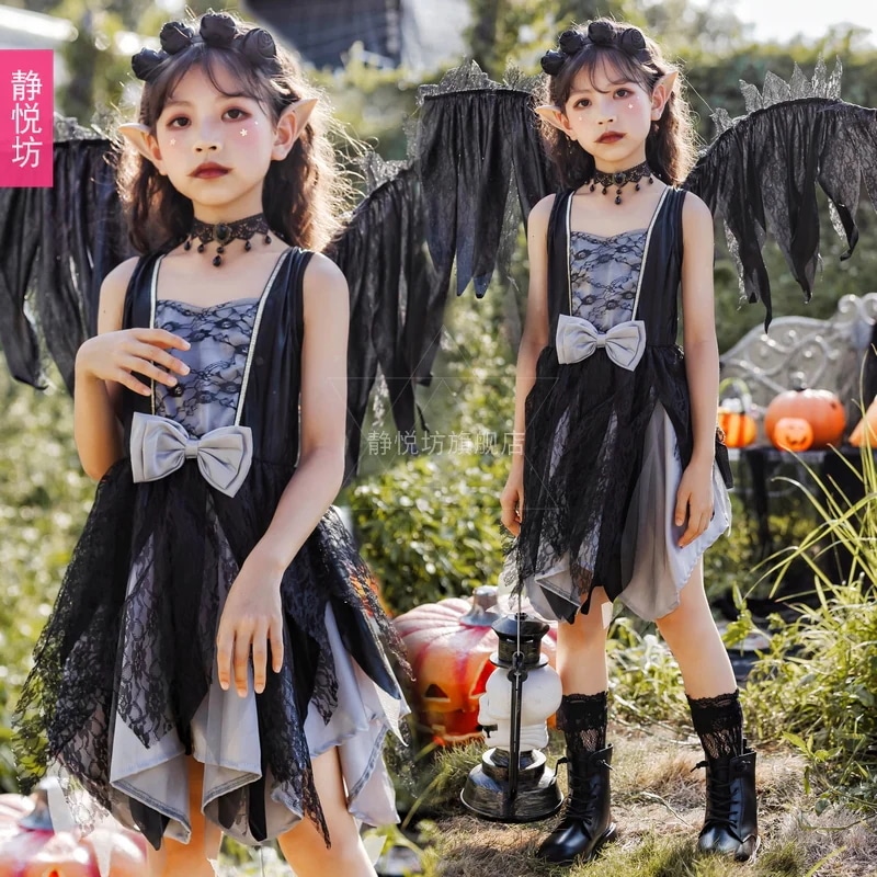 ハロウィン 子供コスチューム ダークナイトエンジェル コスチューム ガールズコス衣装 ダークエンジェル コスチューム 魔女 コスチューム ドレス