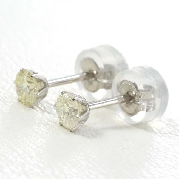 PT900 プラチナ ピアス イエローダイヤ 0.16 ×2 総重量約0.5g ジュエリー 中古
