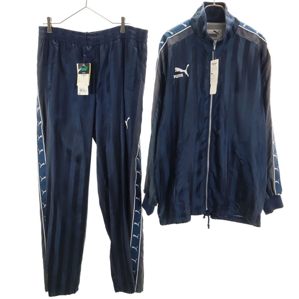 90s 未使用 日本製 オールド ヒットユニオン製 デッドストック ストライプ柄 トラックジャケット 上下セットアップ L-O/O ネイビー メンズ