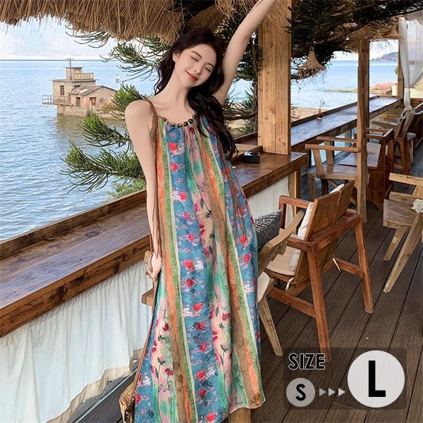 リゾートワンピース レディース サマードレス ワンピース 夏ワンピ ロング おしゃれ ファッション 春夏 カジュアル 体型カバー ゆったり 大きめ きれいめ ハワイ 沖縄 旅行用 大人 20代 30代