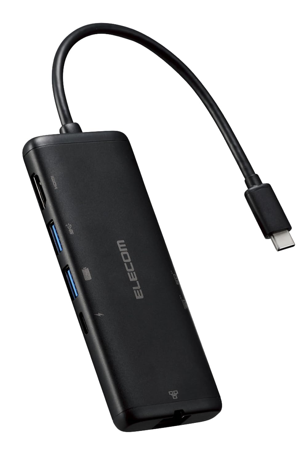 エレコム USB-C ハブ ドッキングステーション 7in1 PD対応 100W LANポート HDMI 4K60Hz 高速データ転送 5Gbps SD/microSD ブラック DST-W02