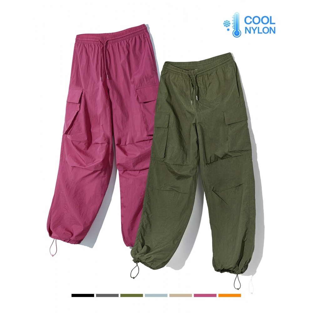 CODEGRAFY [SSバージョン] かっこいいナイロンカーゴパラシュートパンツ