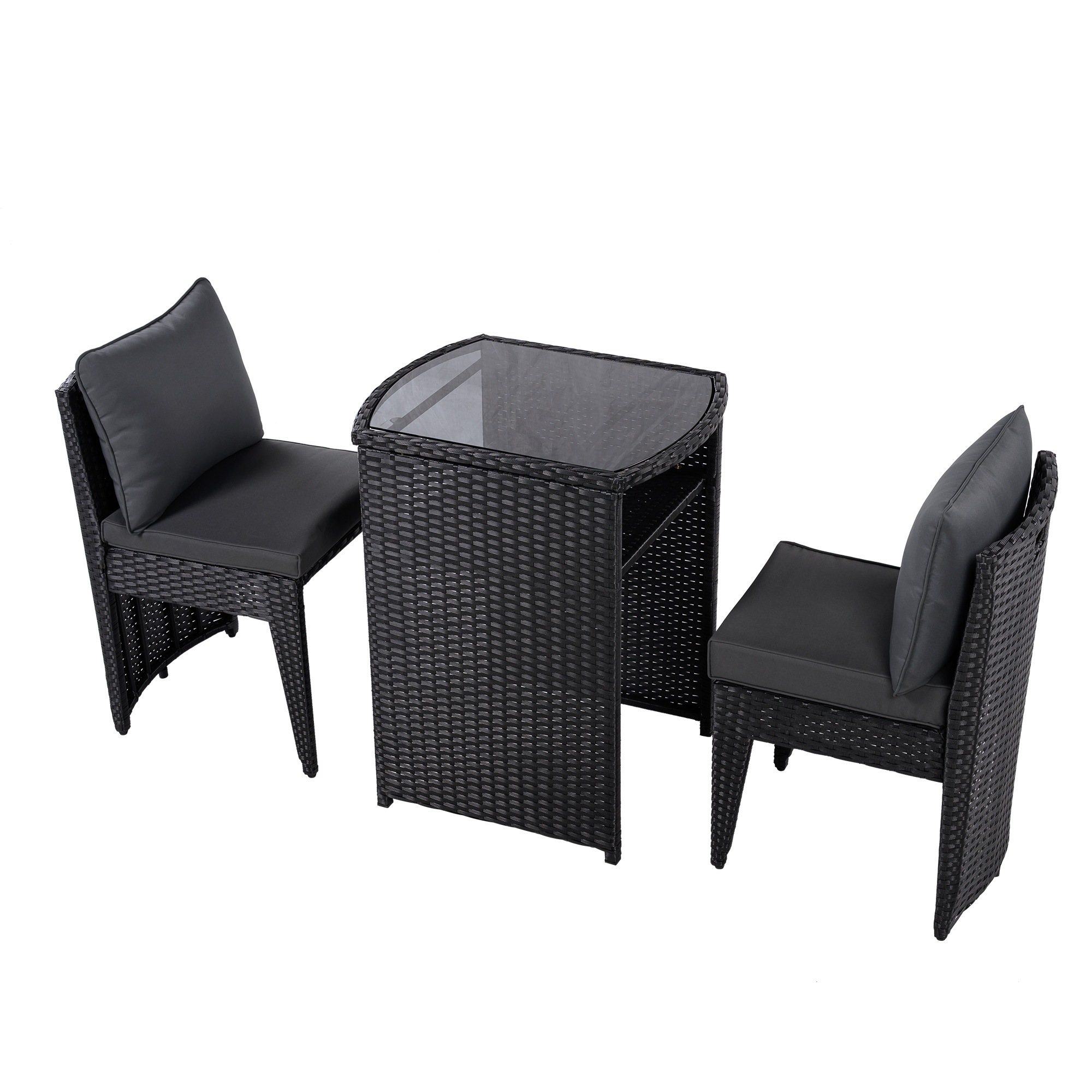 【国内倉庫出荷 即納品】ガーデンファニチャーセット 3点セット ラタン調 コンバクト収納 ガーデンファニチャー ベランダテーブル ガーデンテーブル ガーデンチェアー テーブル コンパクト 屋外家具 ガ