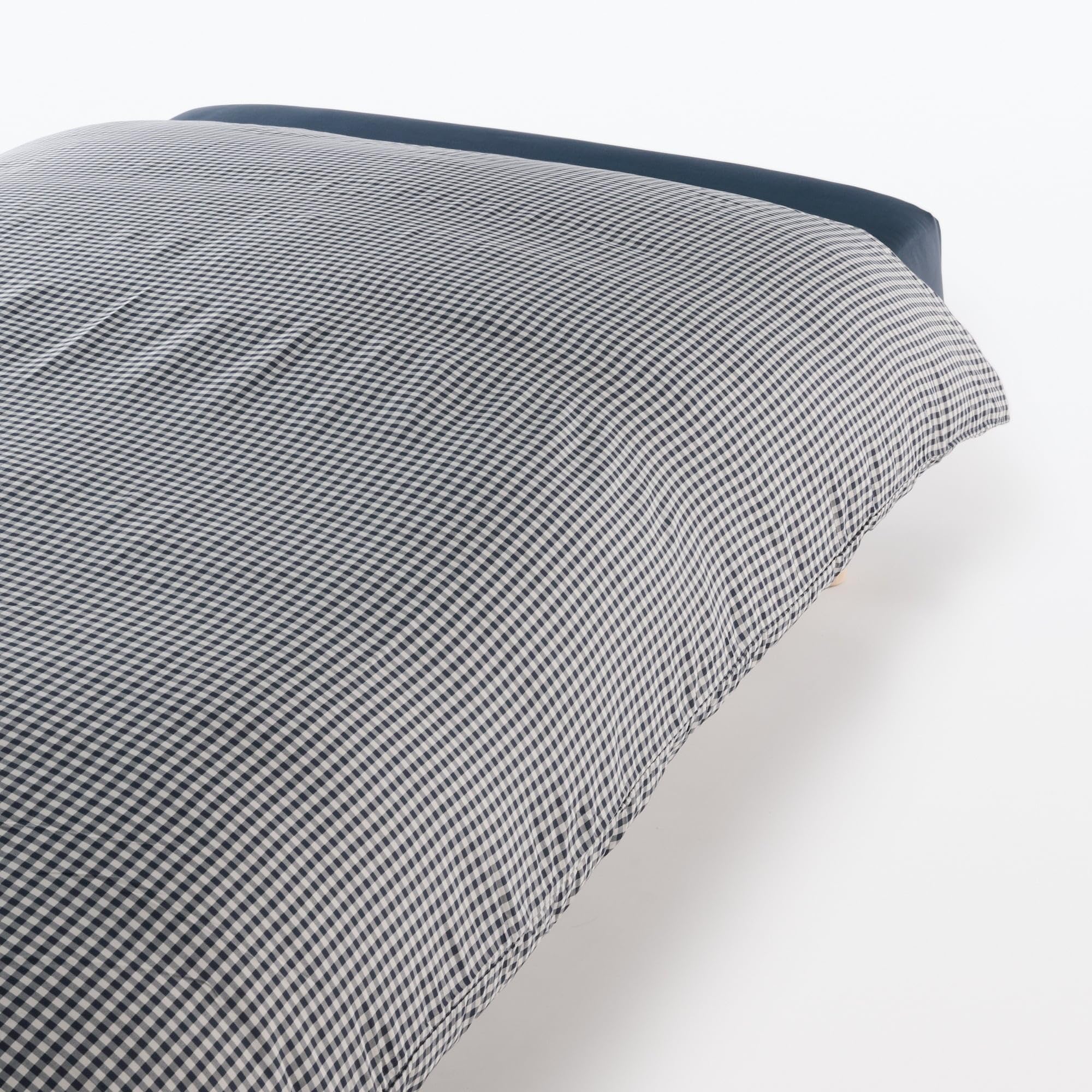 無印良品 再生ポリエステル 乾きやすい 掛ふとんカバー・Ｄ ・１９０×２１０ｃｍ用・ネイビーチェック 84738616