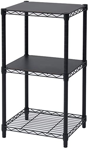 山善(YAMAZEN) ラック スチールラック本体 棚 3段 ロータイプ 収納棚 シェルフ ブラック 45×39×85cm 木製棚板2枚セット 耐荷重150kg ICM-83453J(BK) WB