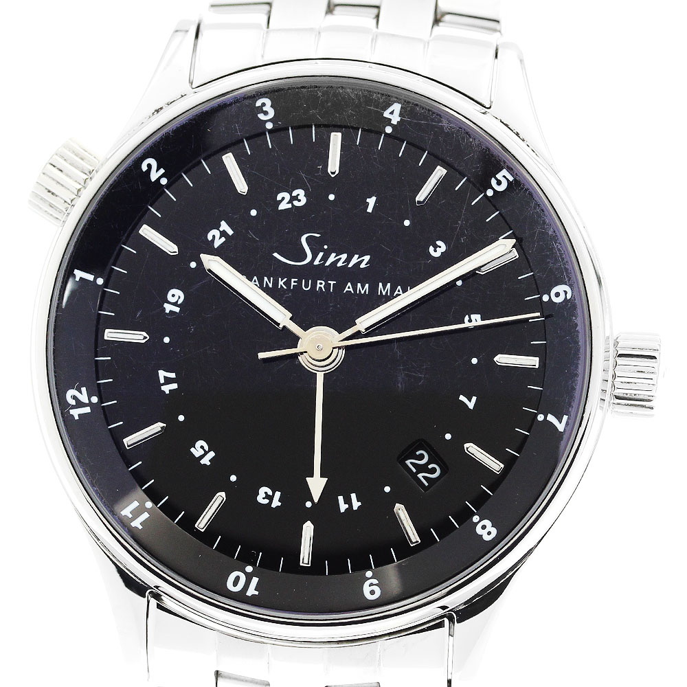 ジン Sinn 6060 ファイナンシャルウォッチ デイト デュアルタイム 自動巻き メンズ 箱・保証書付き_897443【中古】