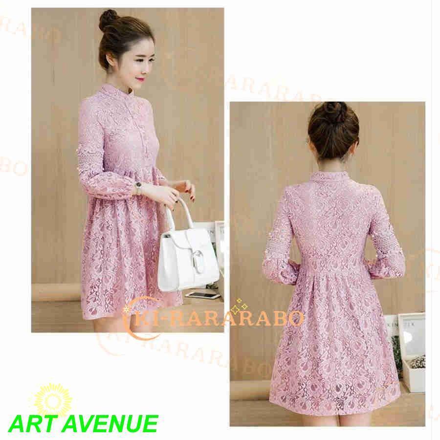 ワンピース レディース レース 春夏秋 長袖 きれいめ 上品 膝丈ワンピース 丸首 Aライン 大きいサイズ パーティードレス 韓国風 おしゃれ 通勤 着痩せ 結婚式