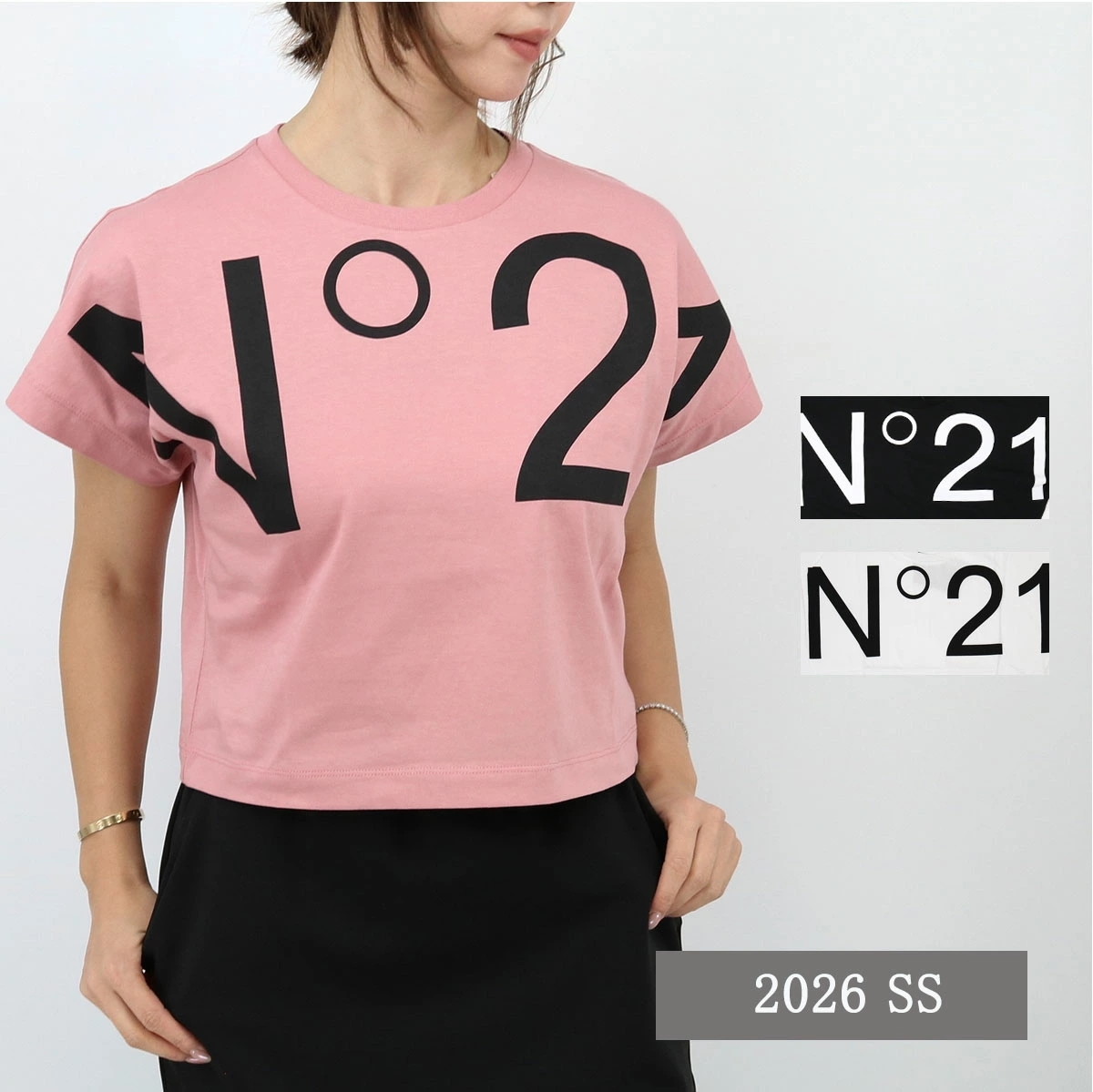 キッズ 大人もOK ロゴTシャツ N210AA N0153 半袖 ロゴT SS TEE クルーネック ショート丈 トップス 白 黒 子供服 レディース ブラ 10,755円