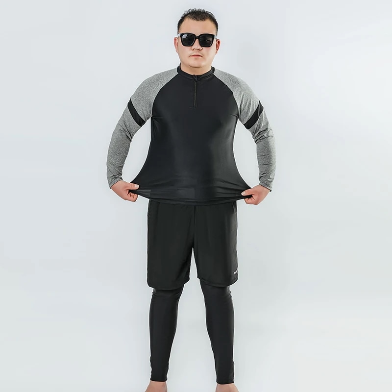 納期1~3週間程:メンズ長袖ラッシュガードシャツとレギンスとトランクスプラスサイズの水着水着スラッシュベストサーフィンスーツ20203個