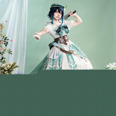 【限定新入荷】猫屋小舗　原神　コスプレ　ウェンティ　派生服　同人服　アイドル風　ワンピース　衣装　ウィッグ　追加可
