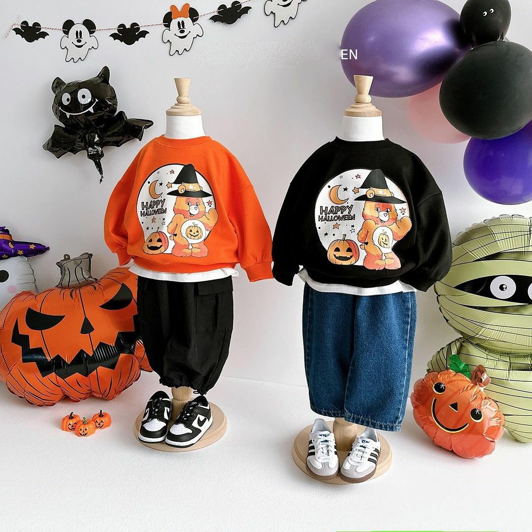 韓国子供服男子長袖衛衣 秋の新作女の子丸首トップス ハロウィン子供服 ベビー服