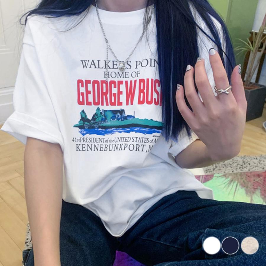 2026新入荷！【早割り】Tシャツ レディース カットソー 白T 半袖 薄手 プリント ロゴ入り ラウンドネック ミディアム丈 ゆったり 楽ちん