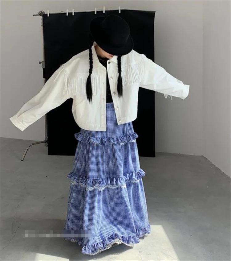 激安セール ラージスイング ロングスカート レトロ チェック柄 縫付 気質 ハイウエスト 気質