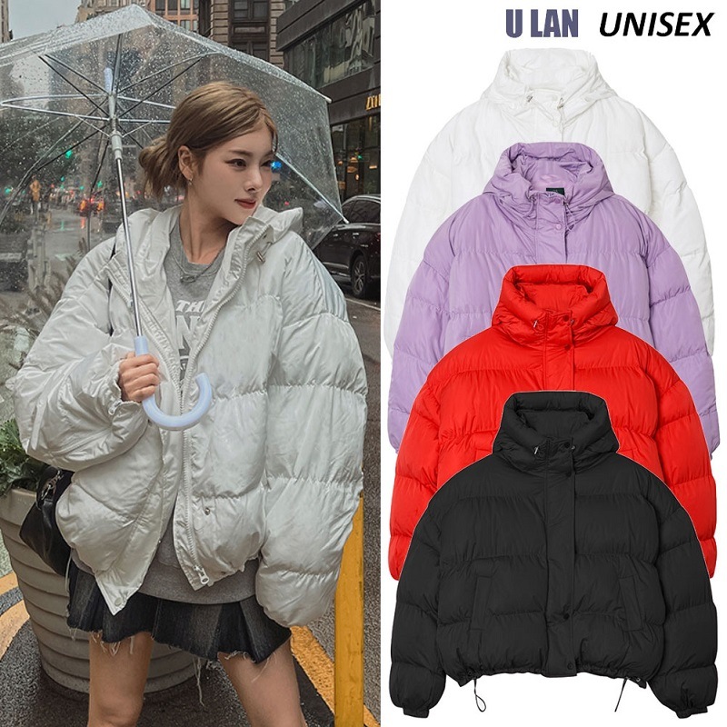 U LAN Marshmallow Hoodie Crop Puffer Padding ダウンジャケット 韓国人気