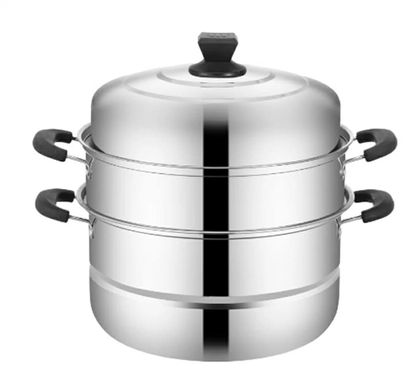 蒸鍋 蒸し鍋 蒸し器 【3層底】蒸し器 対応熱源:IH対応 各種熱源対応 ガラス鍋蓋付 樹脂加工 ステンレス鋼