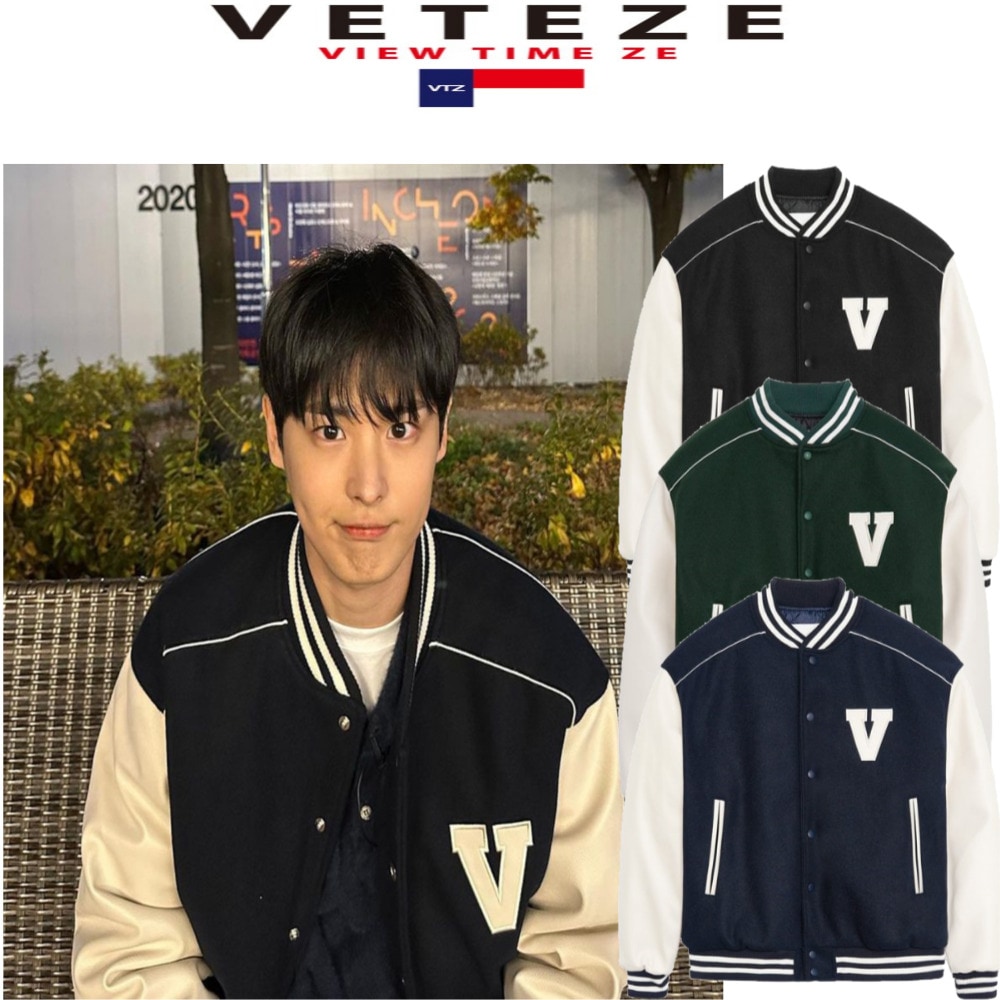 BTB VICTON TO1 着用/期間限定セール/クーポン贈呈/ユニセックス/V LOGO LINING VARSITY JACKET/アウター /韓国ファッション/ペアルック