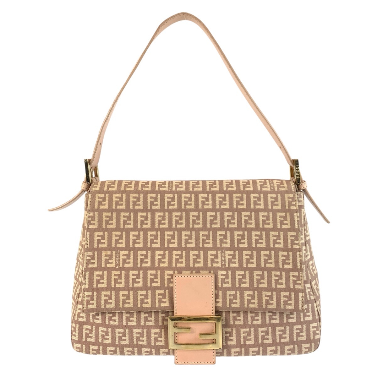 美品 ズッキーノ マンマバケット ピンクベージュ ゴールド金具 キャンバス/レザー 8BR001LPN059 ショルダーバッグ レディース 503681