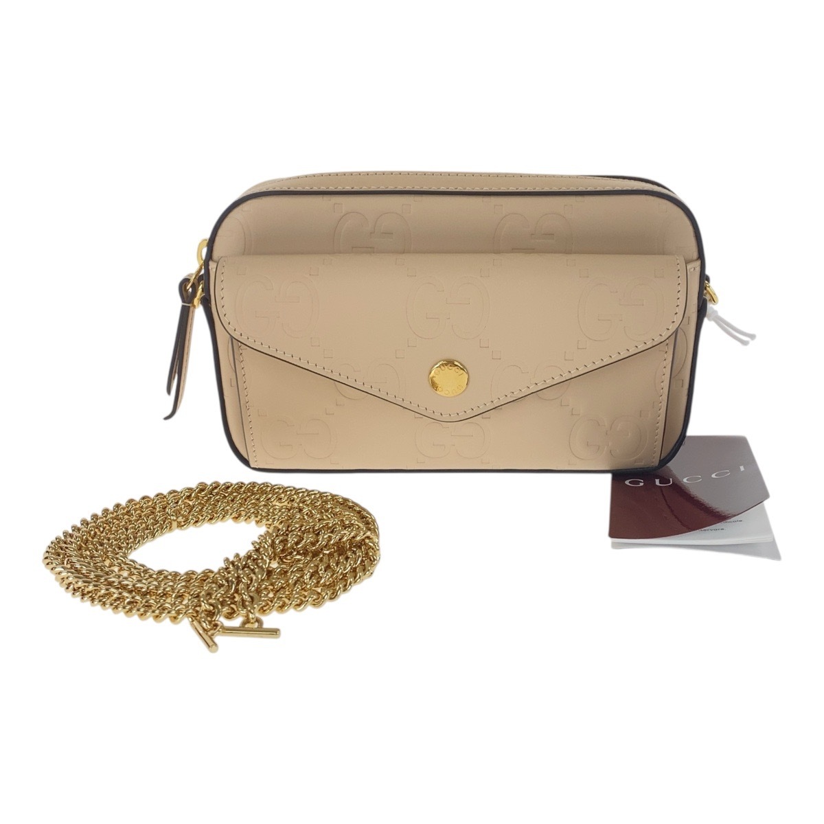 新品未使用 ベージュ ゴールド金具 レザー 斜め掛け ショルダーバッグ レディース 503896 新品 92,950円