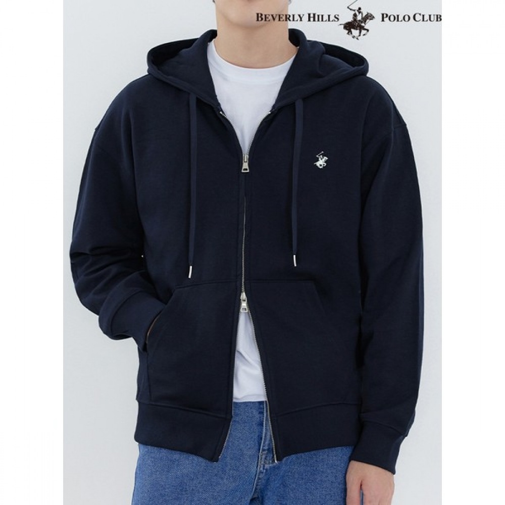 【ビバリーヒルズポロクラブ】ユニセックスダブルサイドオーバーフィットエンブロイダリーロゴパーカージップアップ 3色