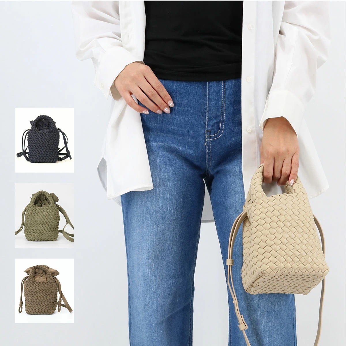 ハンドバッグ MINI 編み込み ショルダーバッグ 軽量 ミニトートバッグ ハンドバッグ ミニバッグ クロスボディ ポシェット 4色 メッシュ 鞄 ブランド