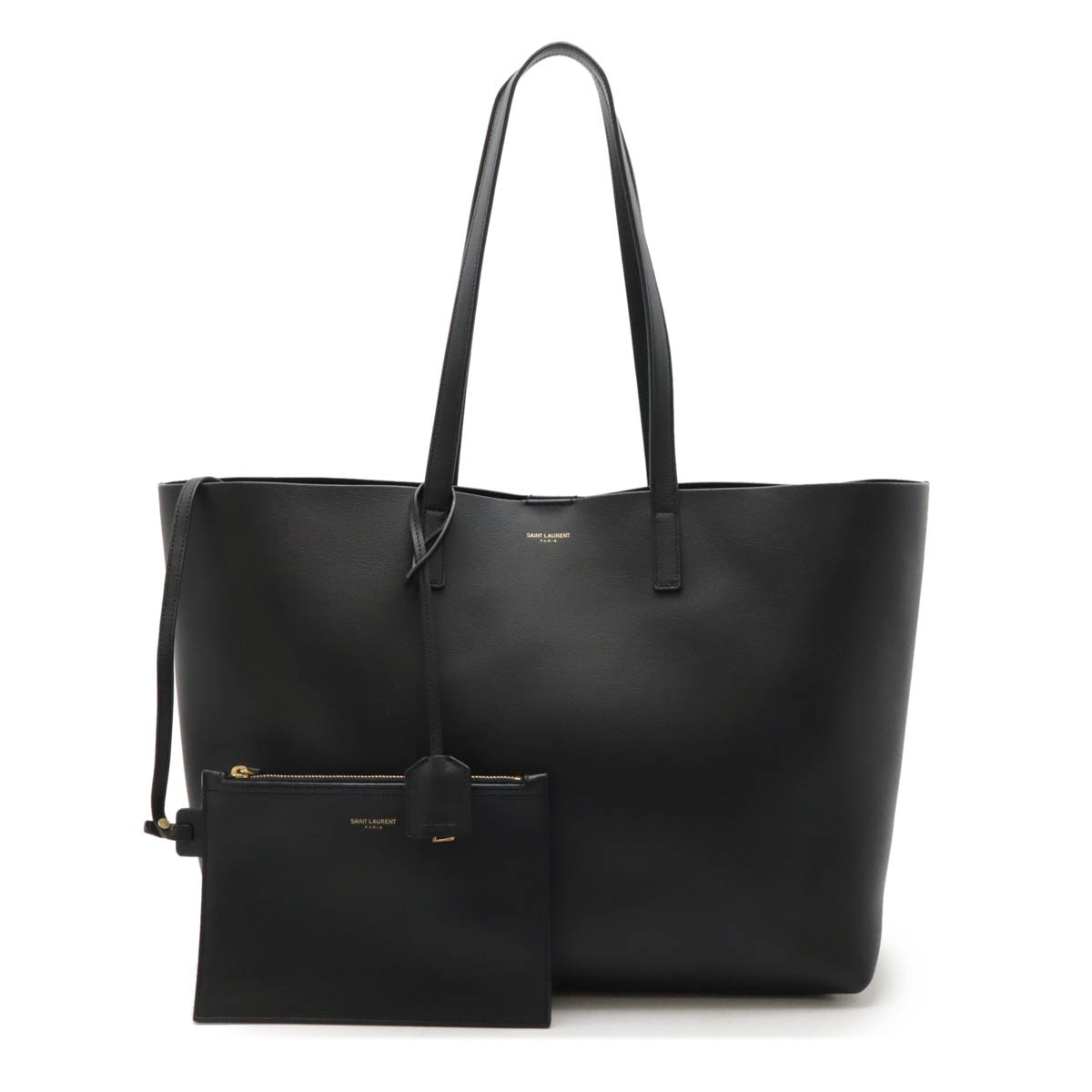 YSL イブサンローラン サック ショッピング トートバッグ レザー ブラック 黒 ポーチ付き 39419 50,400円