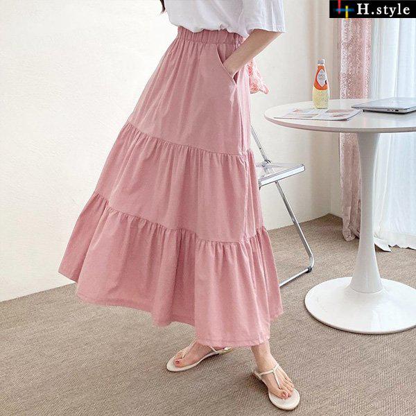 Hスタイル(IM)カンカンSK/SSシーズン/夏/ロングスカート/ロングスカート/バンディング/フレア/フレア