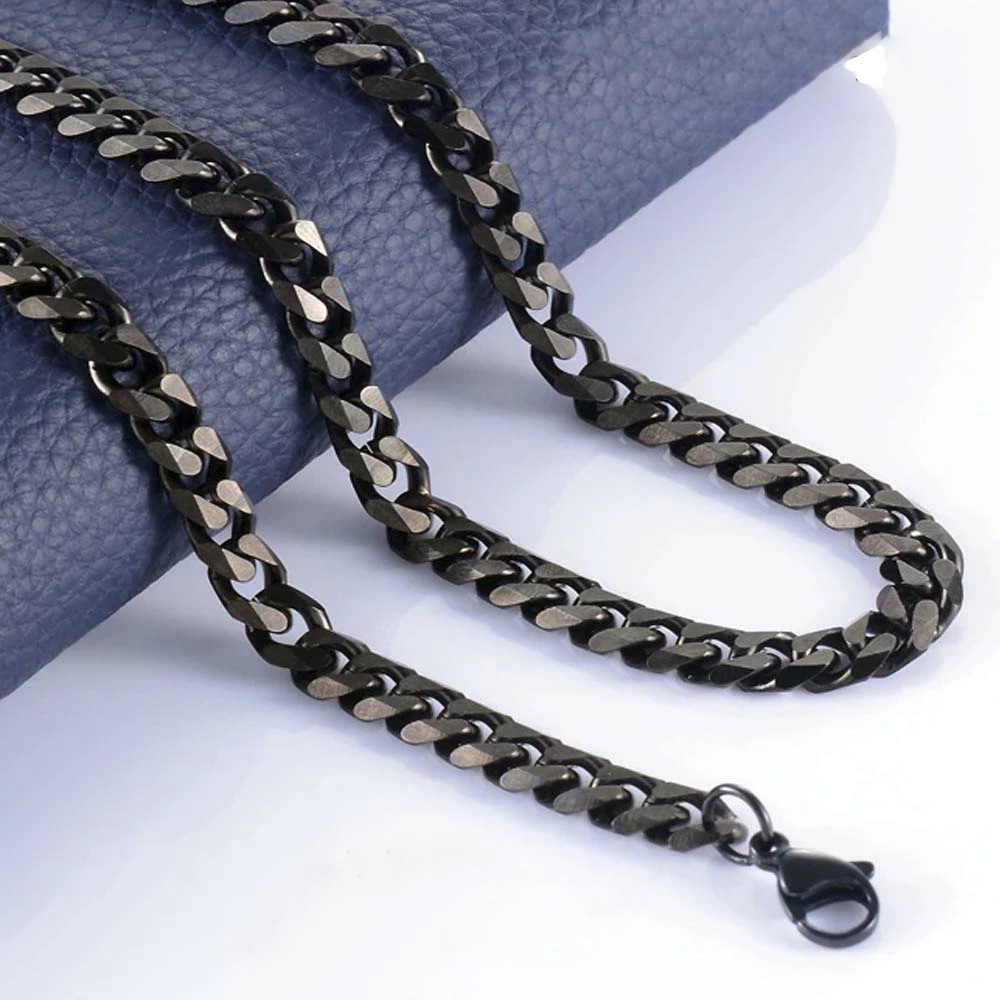 4面カット喜平ブラックチェーン 太さ:7mm ステンレス 太め 首飾り ネックレス 黒色 男性 プレゼント 単品 鎖 クサリ 長い 短い アクセサリー 彼氏 おしゃれ stc00-00025xx