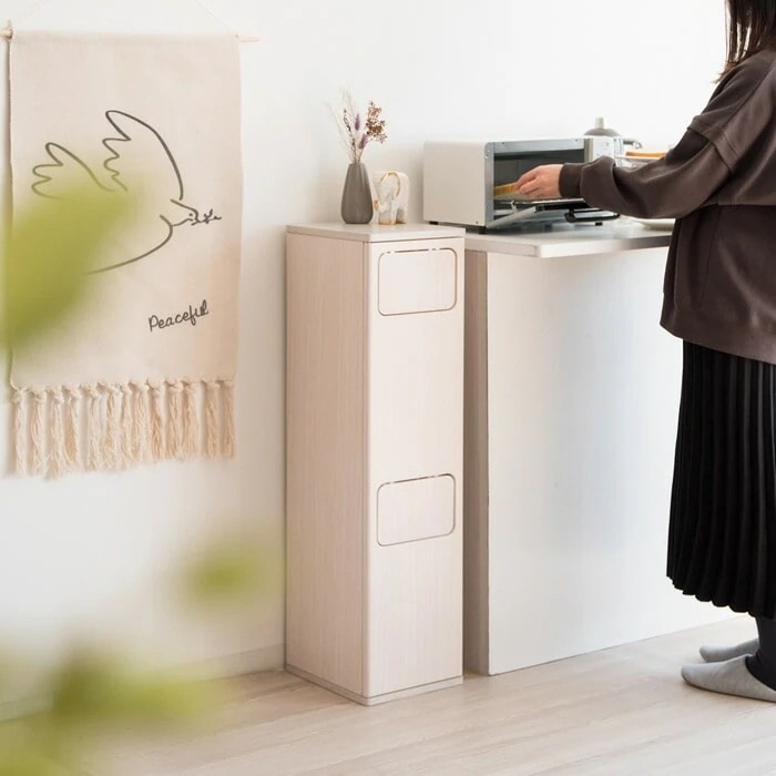 ゴミ箱 20L×2 プッシュ式 木製 2段ダストボックス Empro エンプロー DB-960R-WH ホワイト