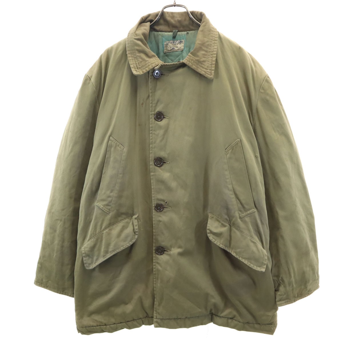 VINTAGE ヴィンテージ 40s 50s クラウンジップ バネクラ 民間品 B－9タイプ フライトジャケット カーキ フード欠損 メンズ 古着