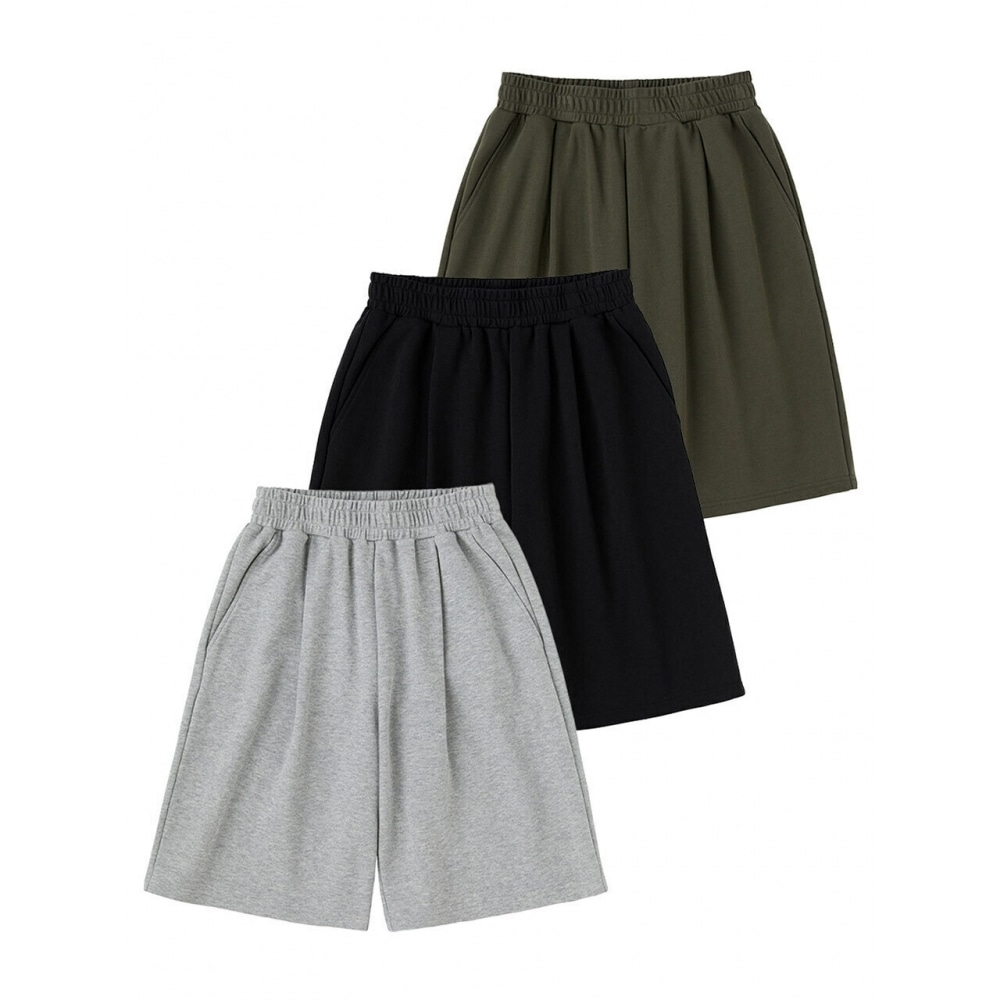 アーバナージュバミューダワイドスウェットショートパンツ (3COLOR)