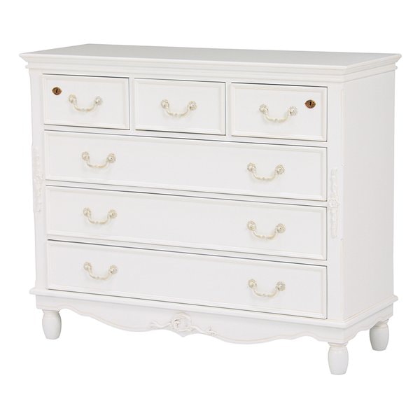 チェスト 4段 幅110cm アンティーク調 ホワイト RCH-1582チェスト