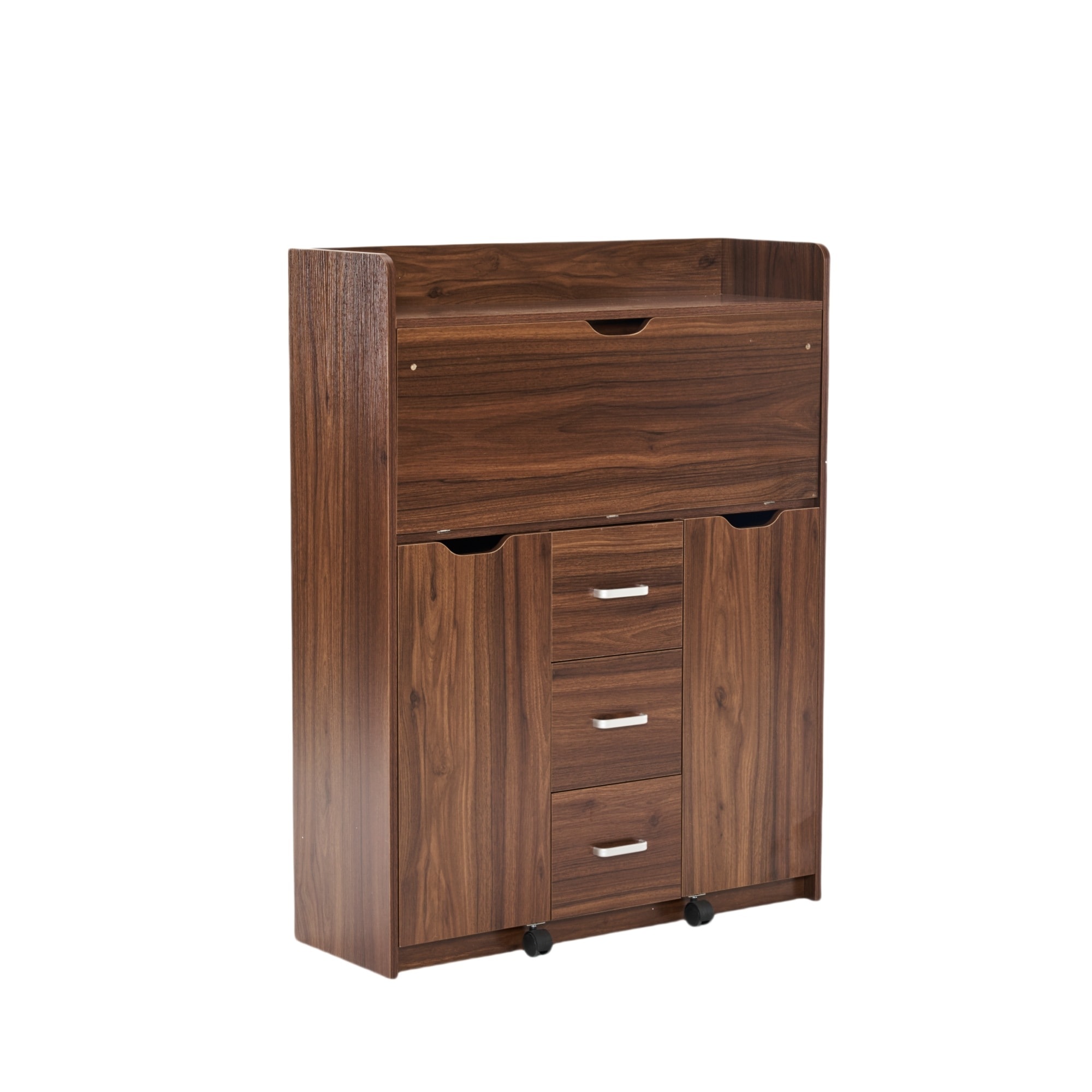 【国内出荷 - 3日配達】【新品登場】【ブラウン】学習机 デスク パソコンデスク 勉強机 折り畳み天板 引き出し pcデスク 棚付き 収納 省スペース リビング学習 ワークデスク 子供 大人 テレワー 15,027円